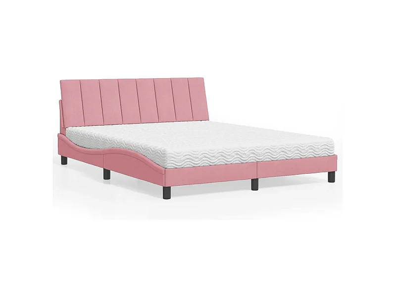 Lit avec matelas Hanko rose 160x200 cm velours