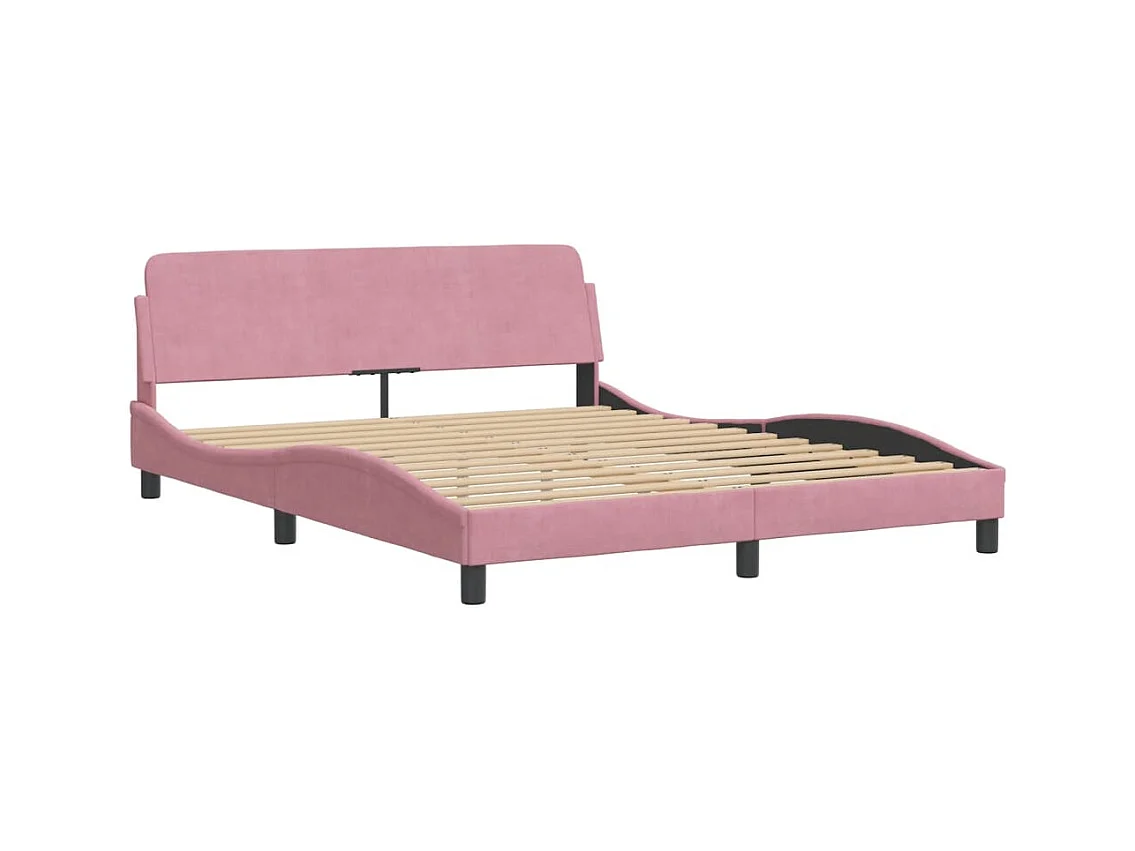 Lit avec matelas Hanko rose 160x200 cm velours