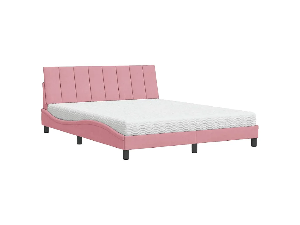 Lit avec matelas Hanko rose 160x200 cm velours