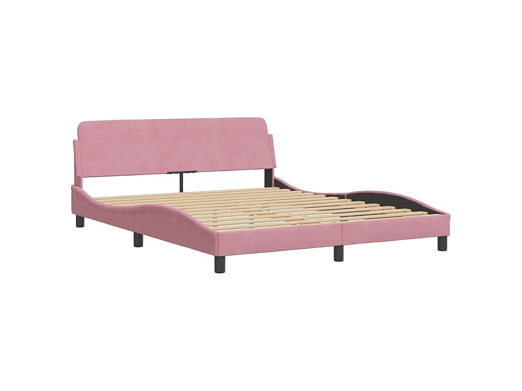 Lit avec matelas Hanko rose 160x200 cm velours