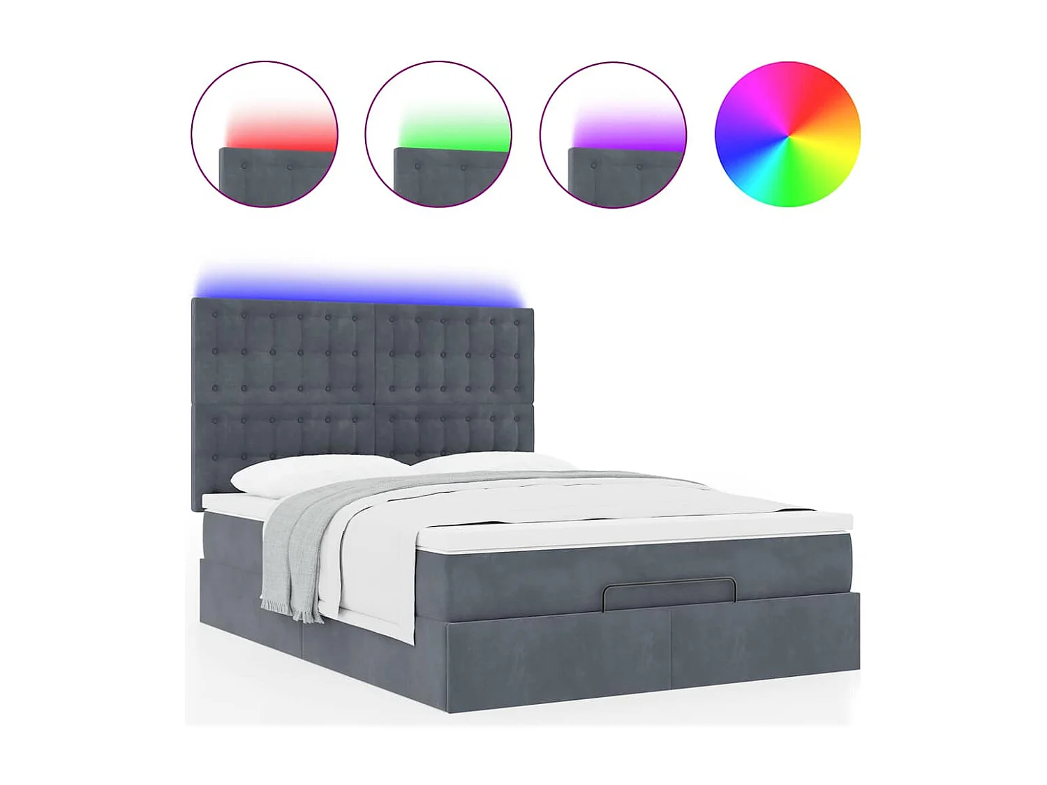 Estrutura cama otomana com colchões 140x190cm cinzento escuro