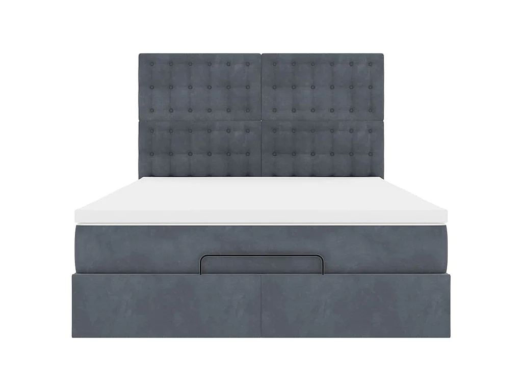 Ottoman-Bett mit Matratzen & LEDs Dunkelgrau 140x190 cm Samt