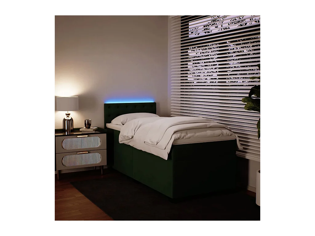 Sommier à lattes de lit avec matelas Vert foncé 90x200 cm