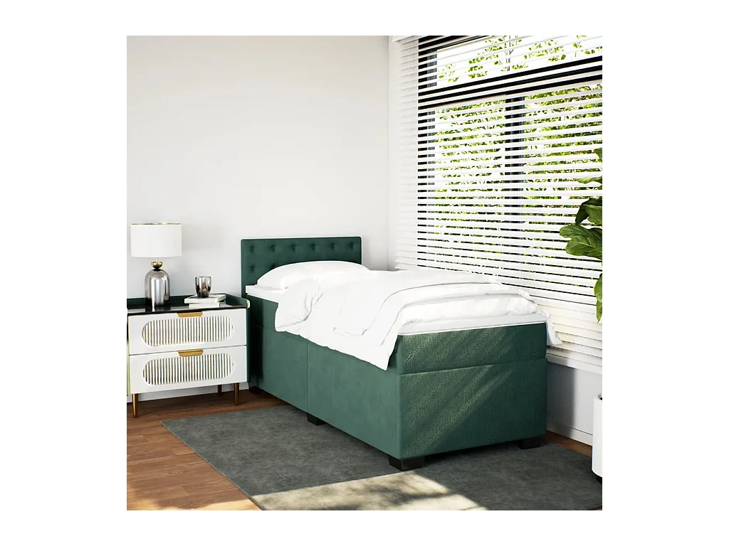 Sommier à lattes de lit avec matelas Vert foncé 90x200 cm