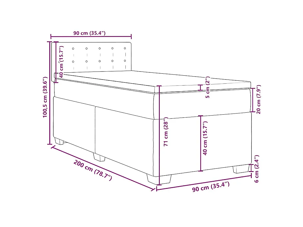Boxspringbett mit Matratze Dunkelgrün 90x200 cm Samt