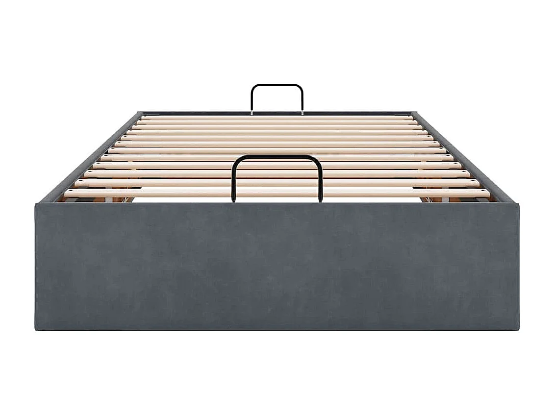 Cadre de lit ottoman sans matelas gris foncé 100x200 cm velours