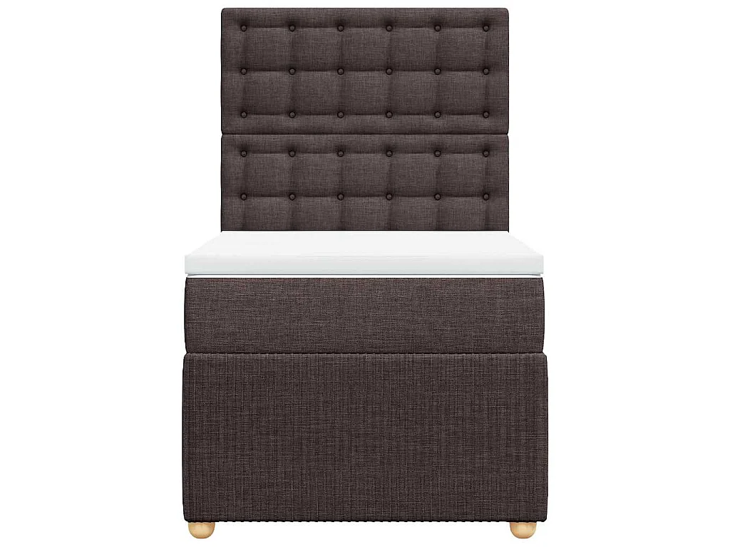 Cama box spring con colchón tela marrón oscuro 100x200 cm