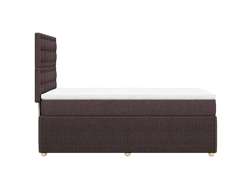 Cama box spring con colchón tela marrón oscuro 100x200 cm