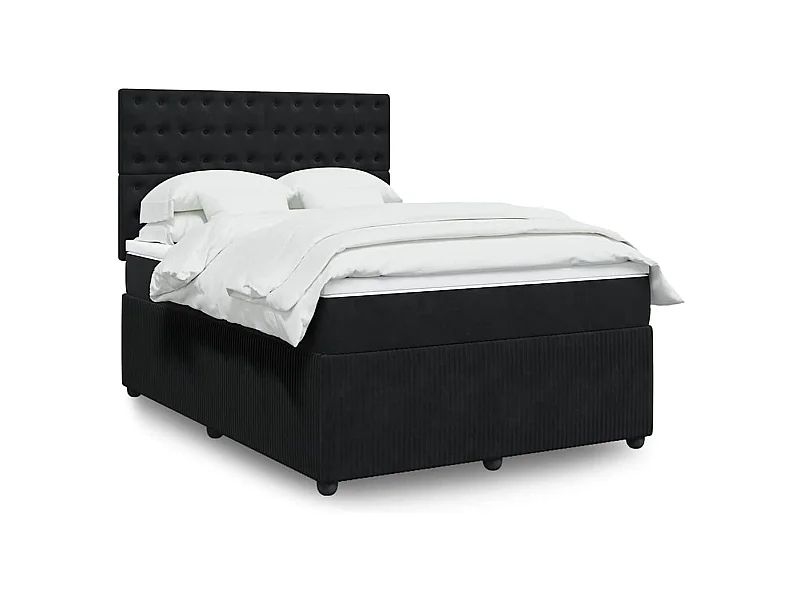 Sommier à lattes de lit avec matelas Noir 140x190 cm Velours