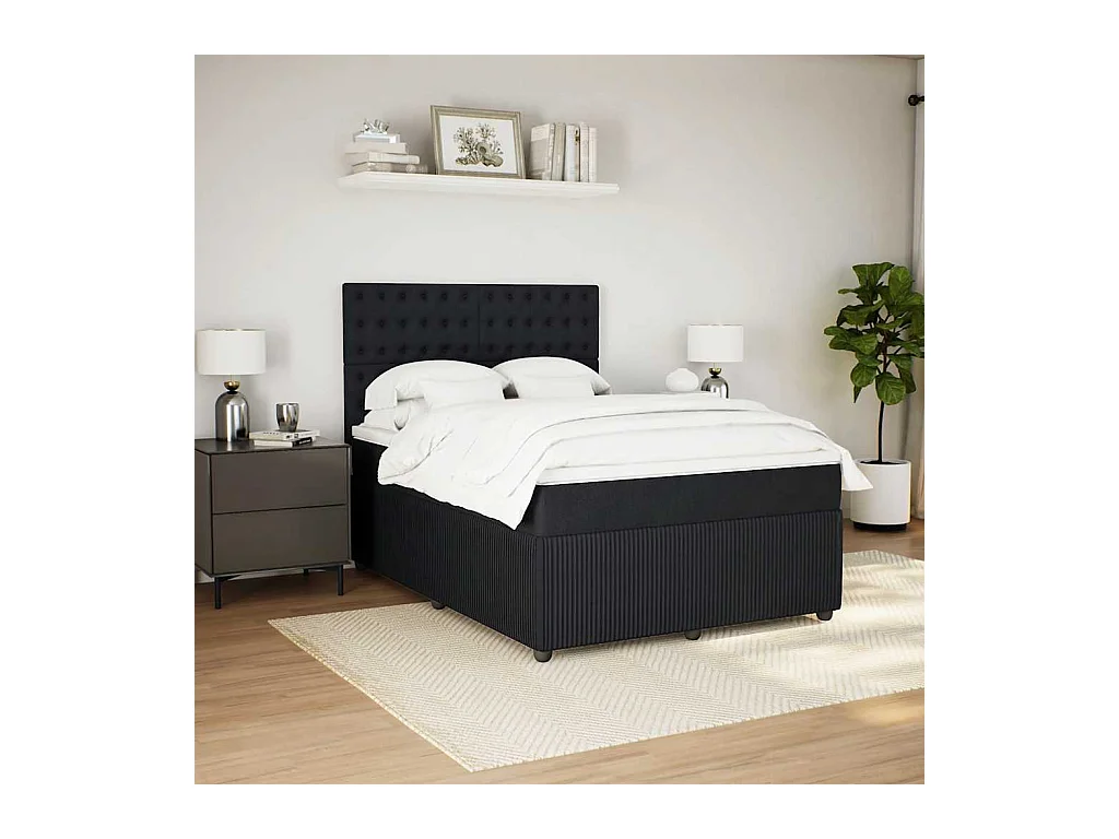 Sommier à lattes de lit avec matelas Noir 140x190 cm Velours
