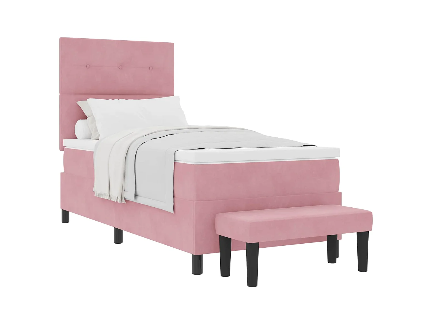 Boxspringbett mit Kopfteil Rosa 200 x 90 cm Samt
