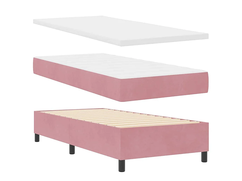 Boxspringbett mit Kopfteil Rosa 200 x 90 cm Samt