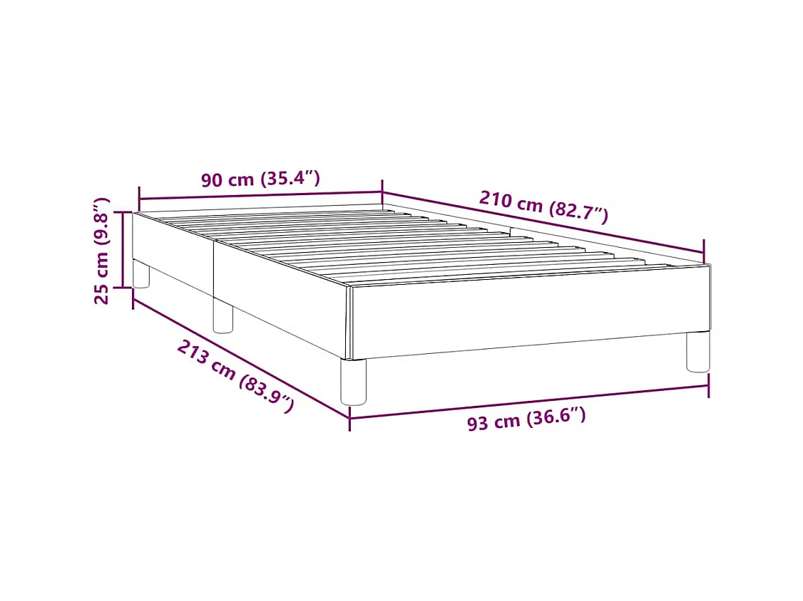 Cadre de lit sans matelas rose 90x210 cm velours
