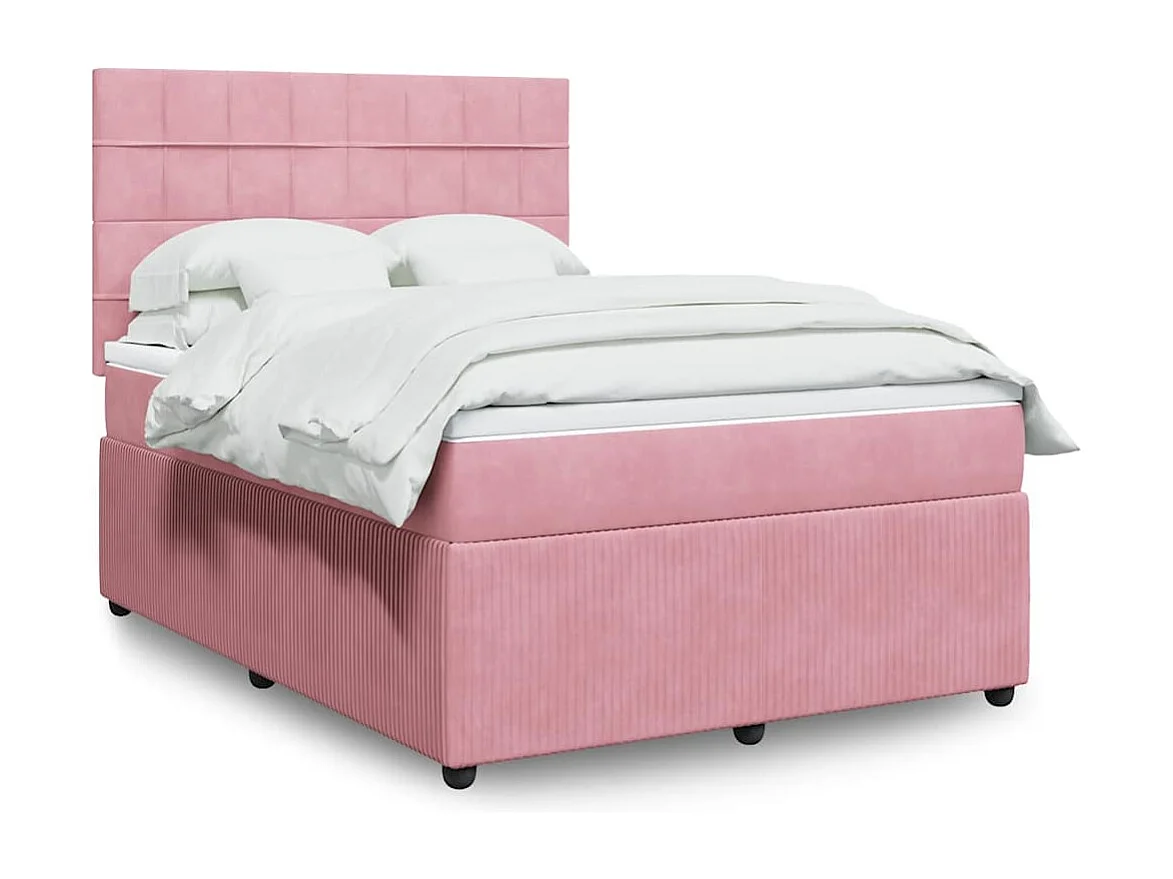 Cama com molas/colchão 140x200 cm veludo rosa
