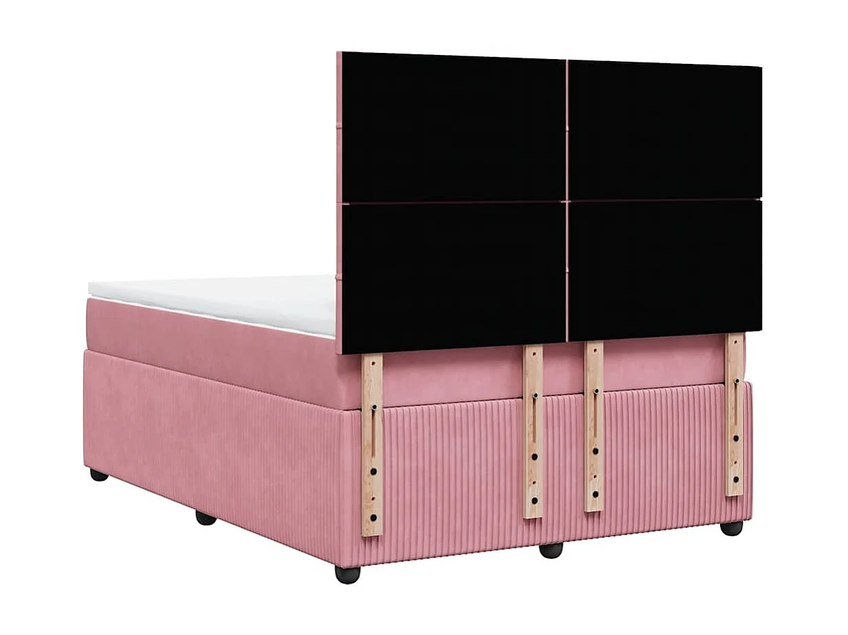 Cama com molas/colchão 140x200 cm veludo rosa