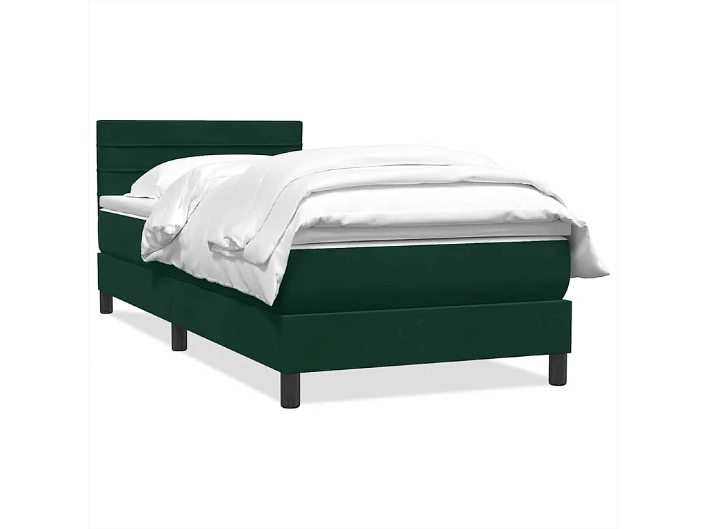 Sommier à lattes de lit et matelas vert foncé 90x210 cm velours