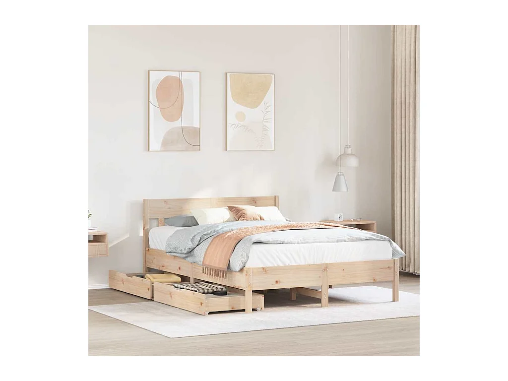 Cadre de lit sans matelas 160x200 cm bois massif de pin