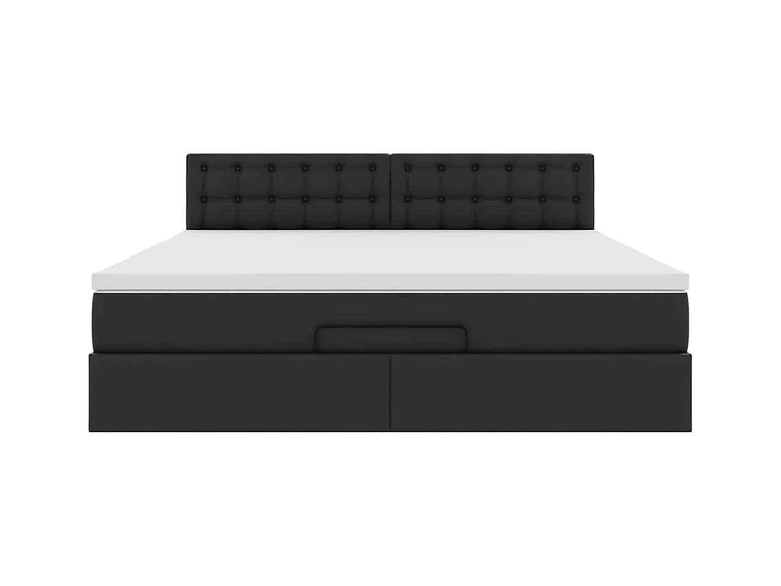Cadre de lit ottoman avec matelas noir 160x200 cm similicuir