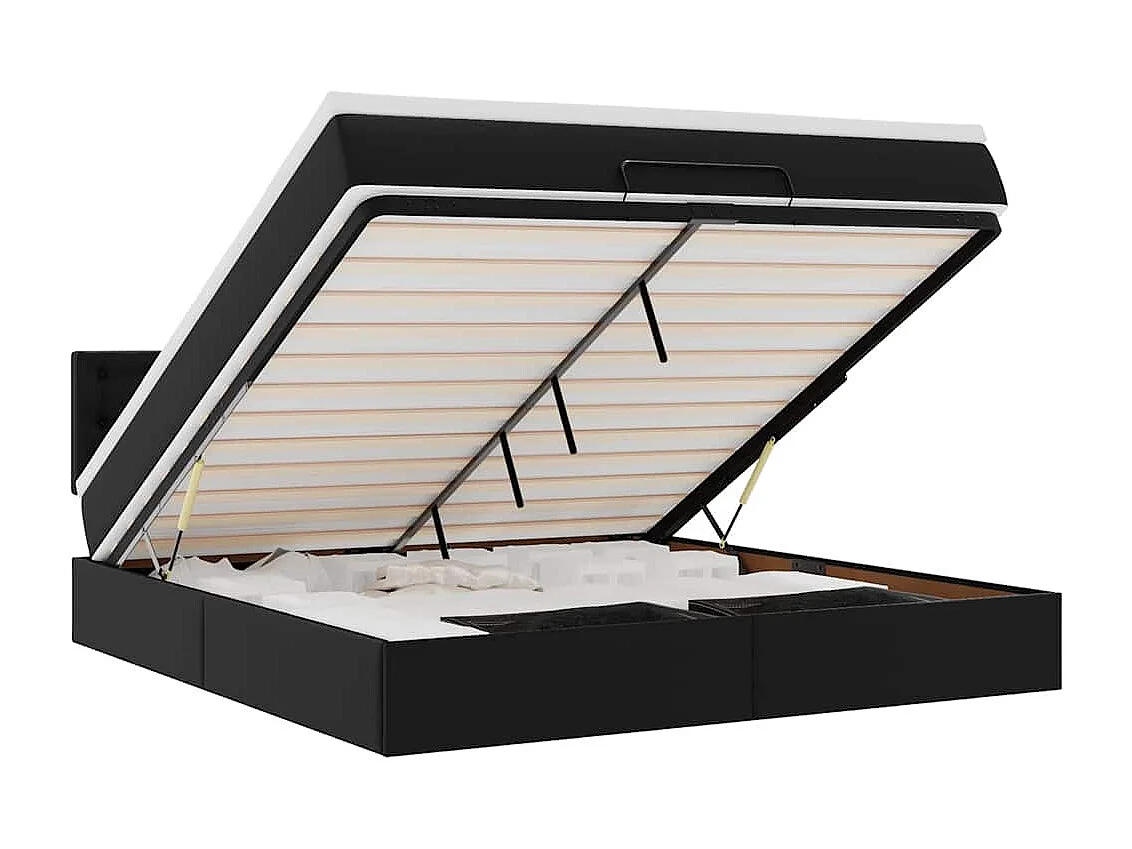 Ottoman bed met matras 160x200cm kunstleer zwart