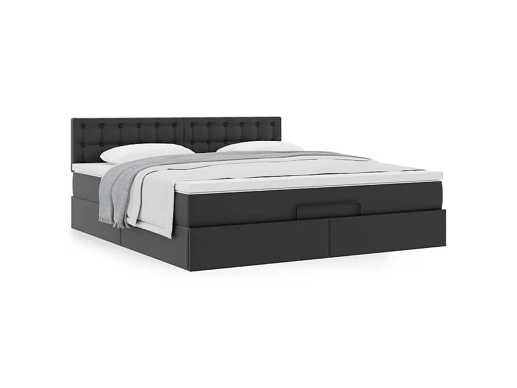 Ottoman bed met matras 160x200cm kunstleer zwart