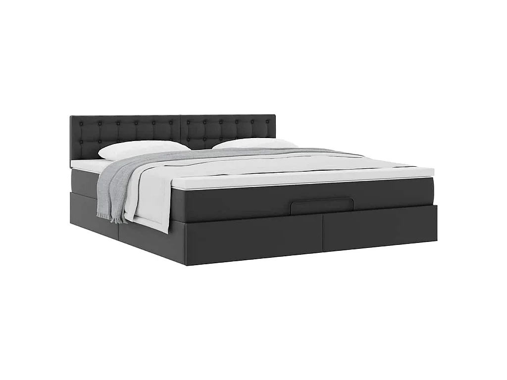Ottoman bed met matras 160x200cm kunstleer zwart