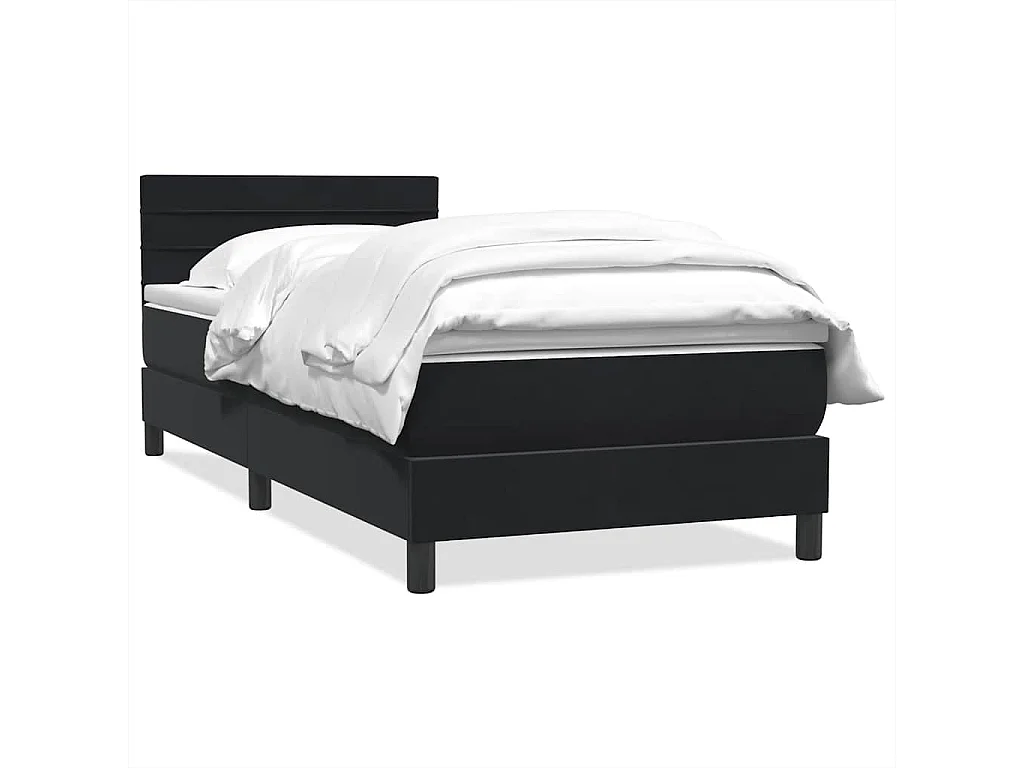 Cama com molas/colchão 90x220 cm veludo preto