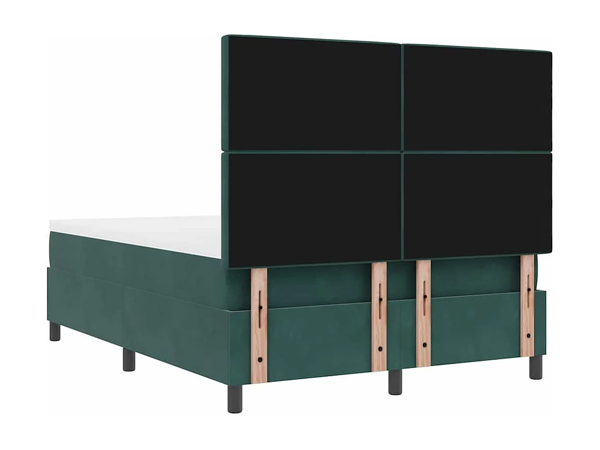 Boxspringbett mit Matratze Dunkelgrün 140 x 190 cm Stoff