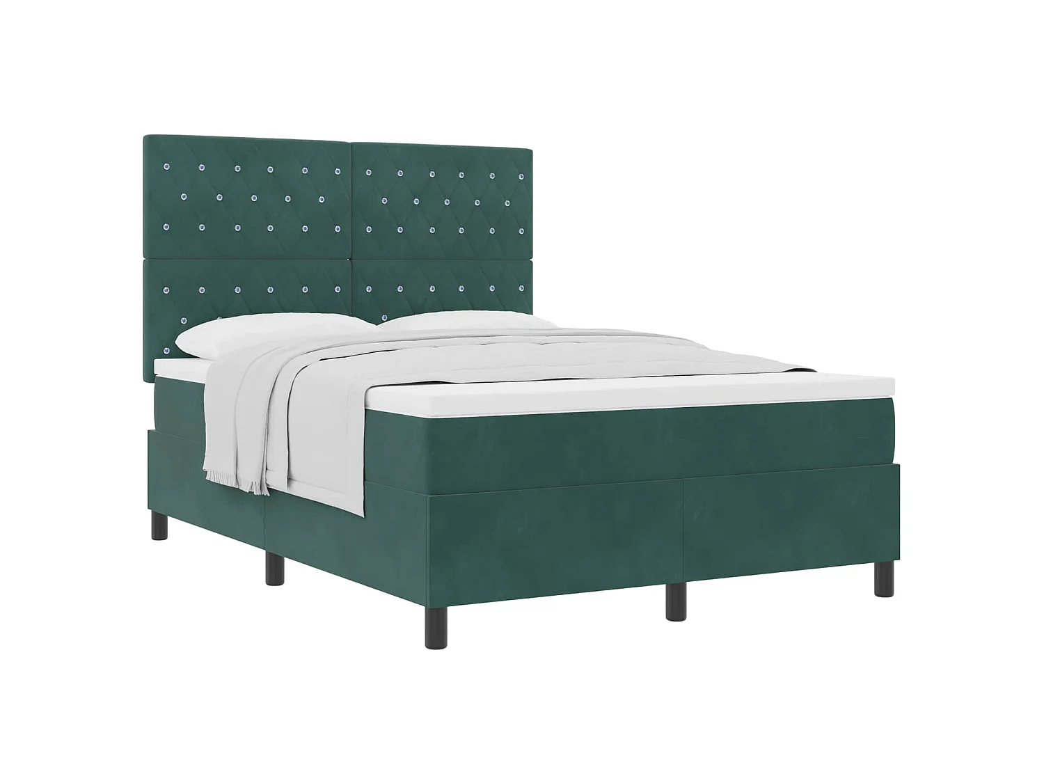 Lit à ressorts avec matelas Vert foncé 140 x 190 cm Velours