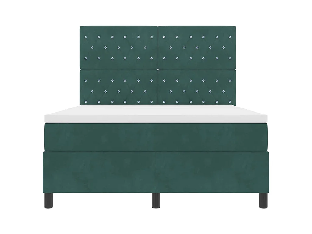 Lit à ressorts avec matelas Vert foncé 140 x 190 cm Velours