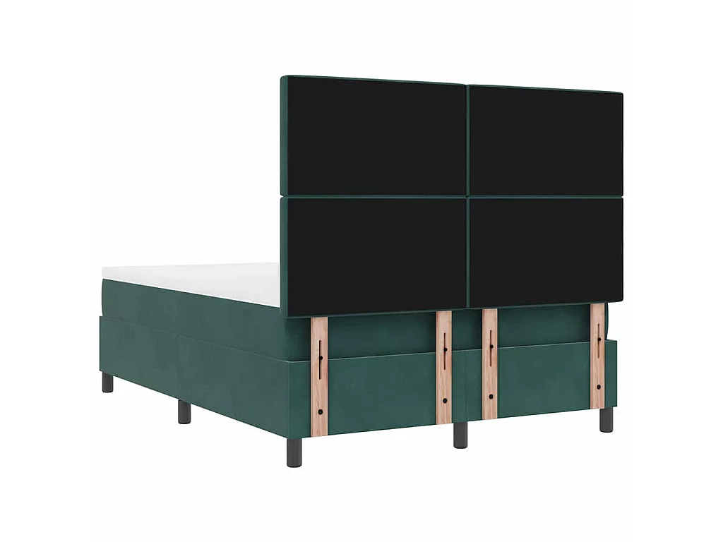 Lit à ressorts avec matelas Vert foncé 140 x 190 cm Velours