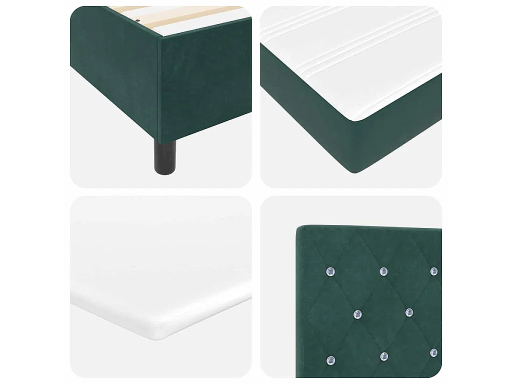 Lit à ressorts avec matelas Vert foncé 140 x 190 cm Velours