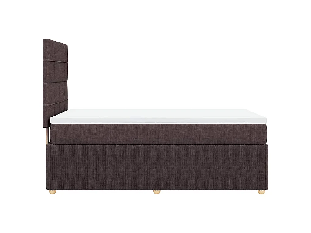 Cama box spring con colchón tela marrón oscuro 90x190 cm