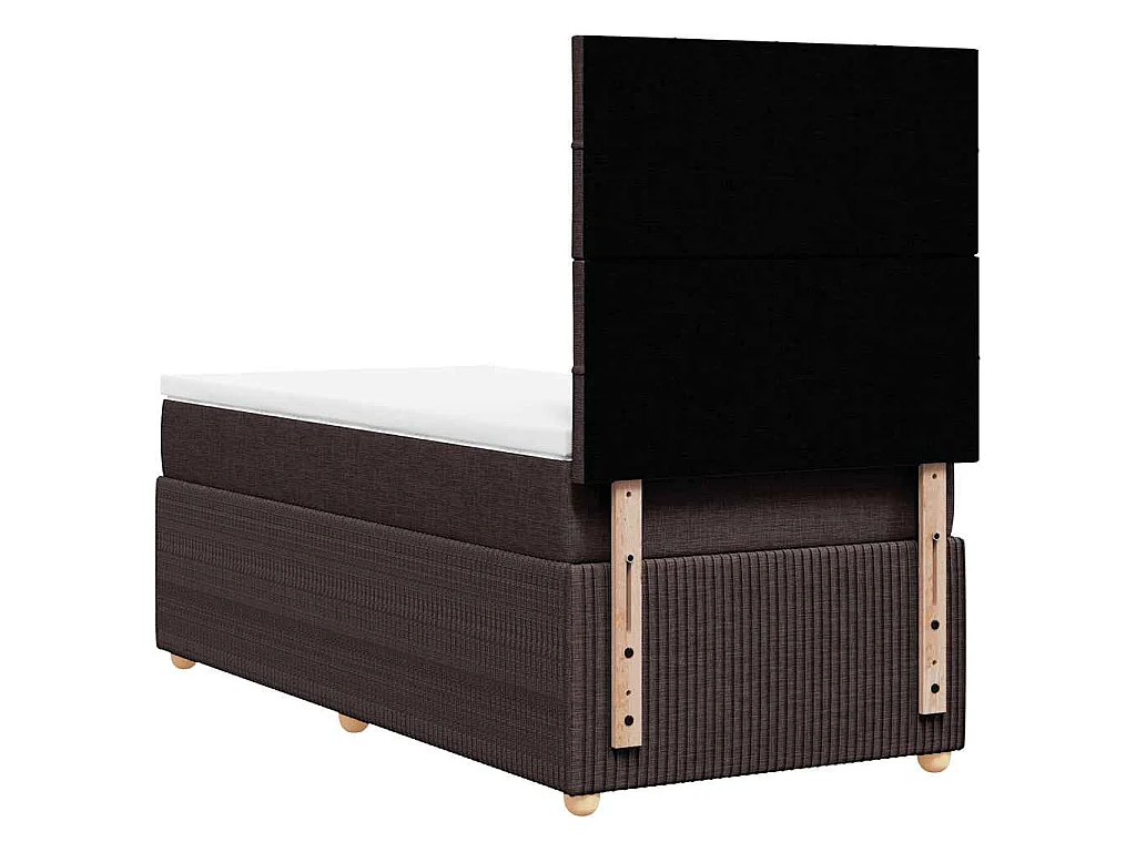 Cama box spring con colchón tela marrón oscuro 90x190 cm