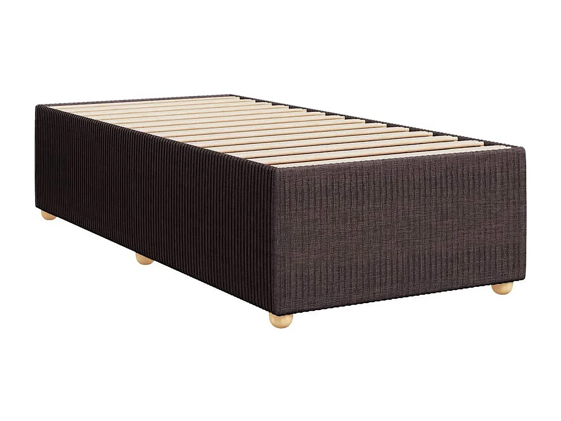 Cama box spring con colchón tela marrón oscuro 90x190 cm