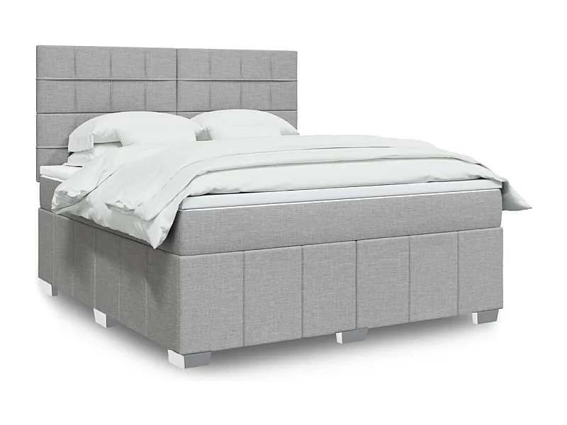 Boxspring met matras stof lichtgrijs 180x200 cm