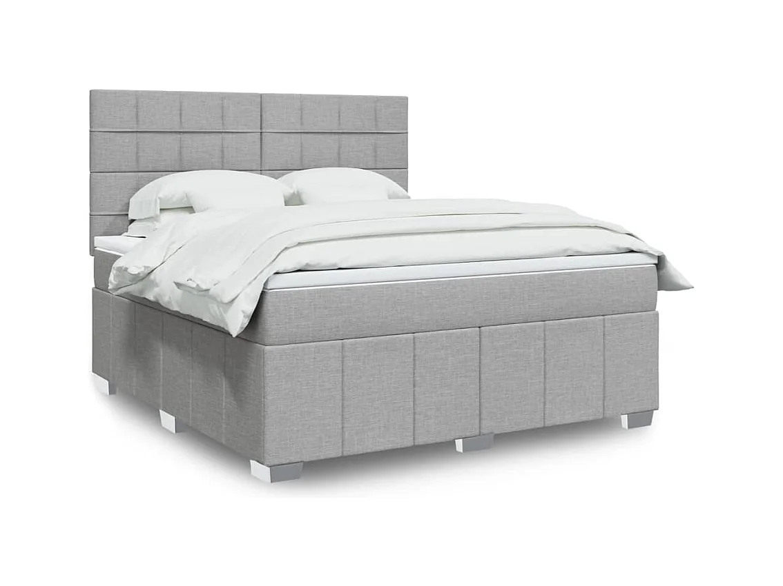 Boxspring met matras stof lichtgrijs 180x200 cm