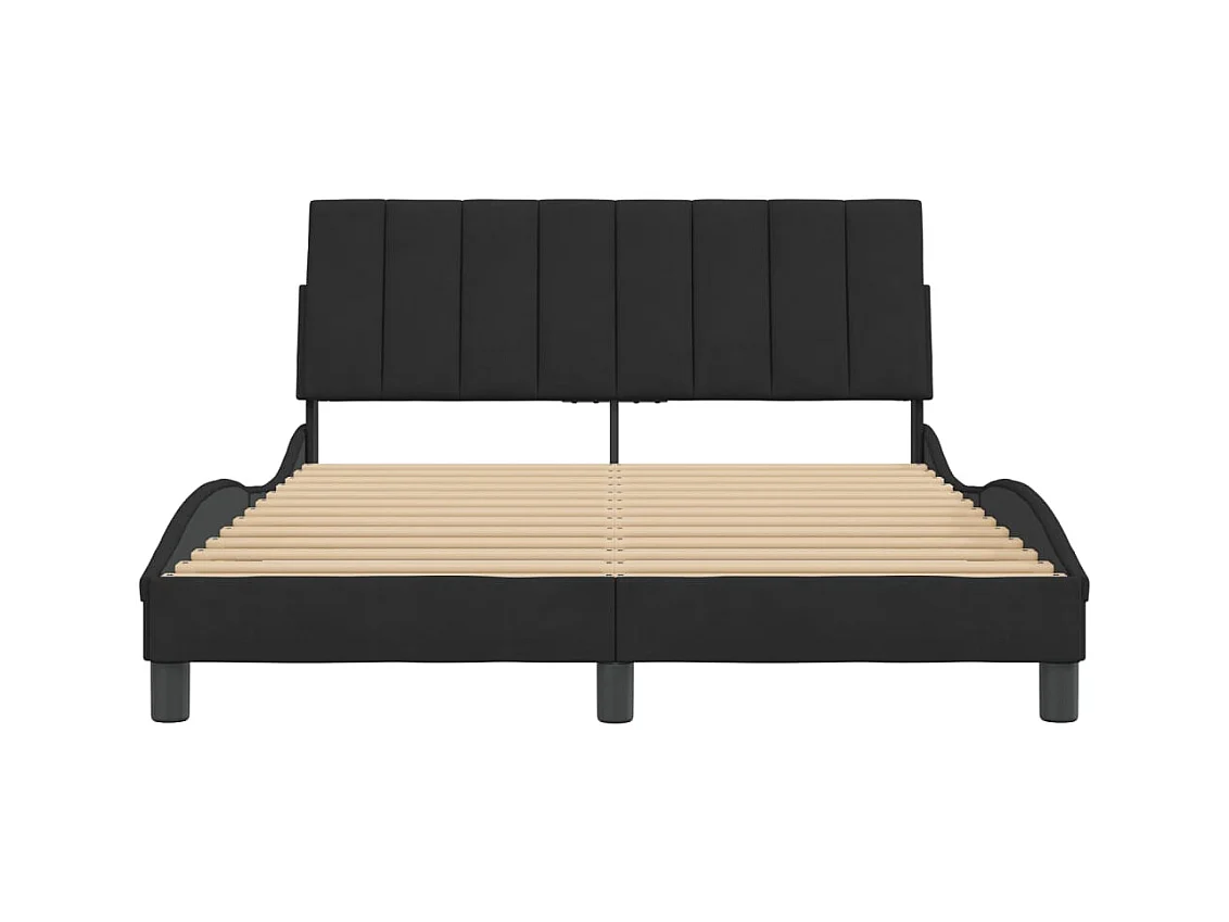 Cadre de lit sans matelas Hanko noir 140x200 cm velours