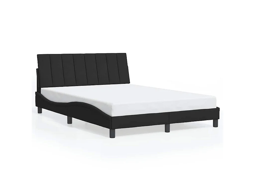 Cadre de lit sans matelas Hanko noir 140x200 cm velours
