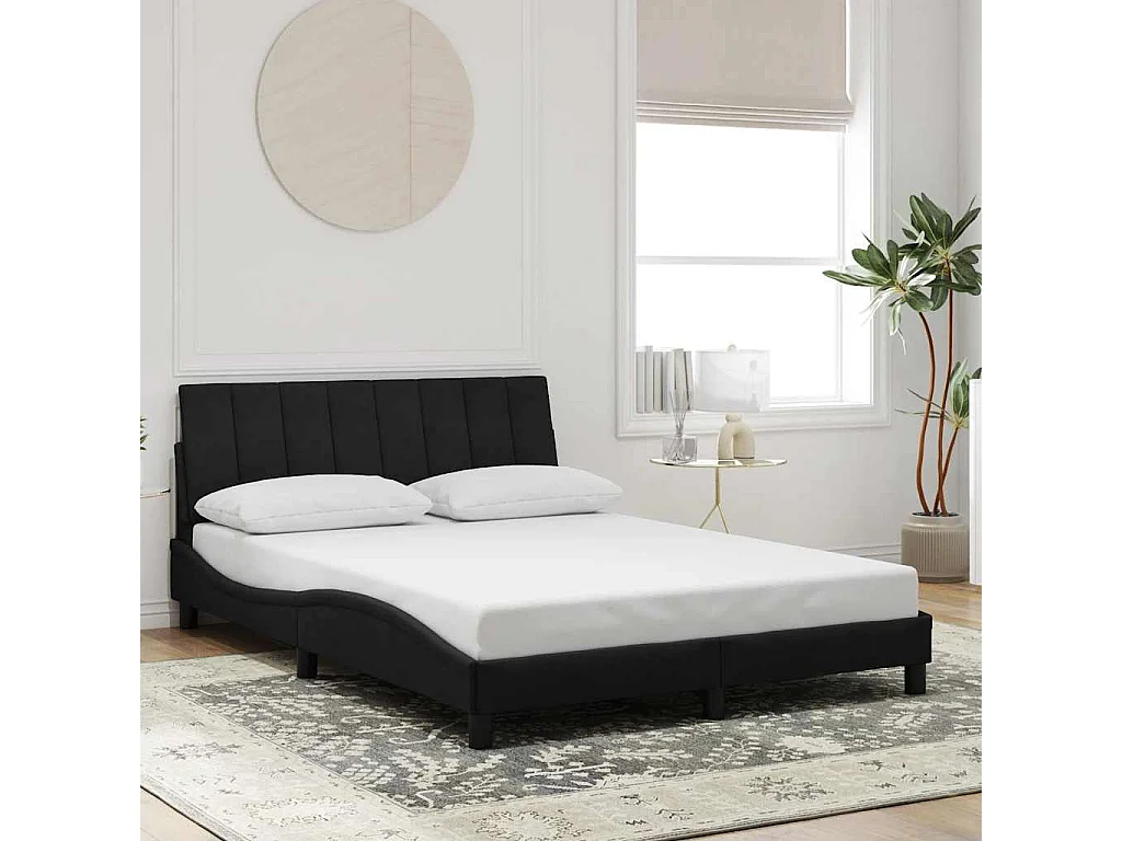 Cadre de lit sans matelas Hanko noir 140x200 cm velours
