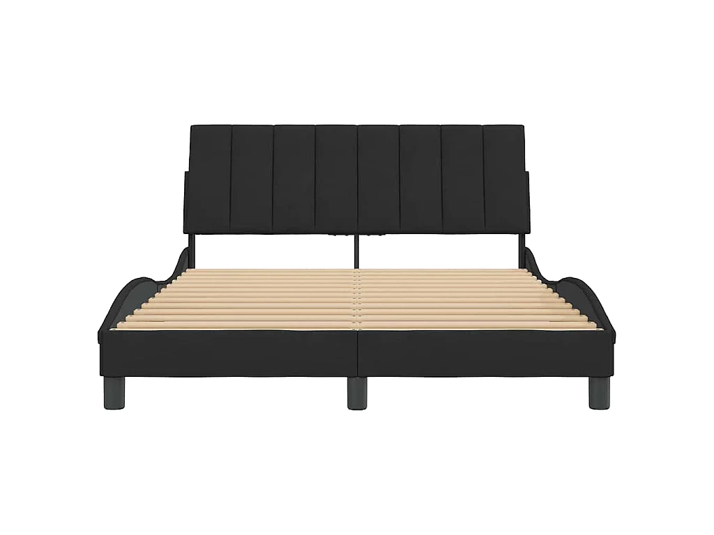 Cadre de lit sans matelas Hanko noir 140x200 cm velours