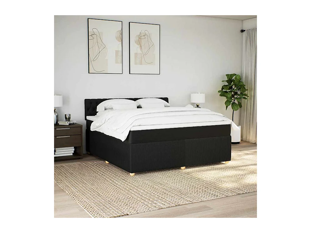 Boxspring met matras stof zwart 180x200 cm