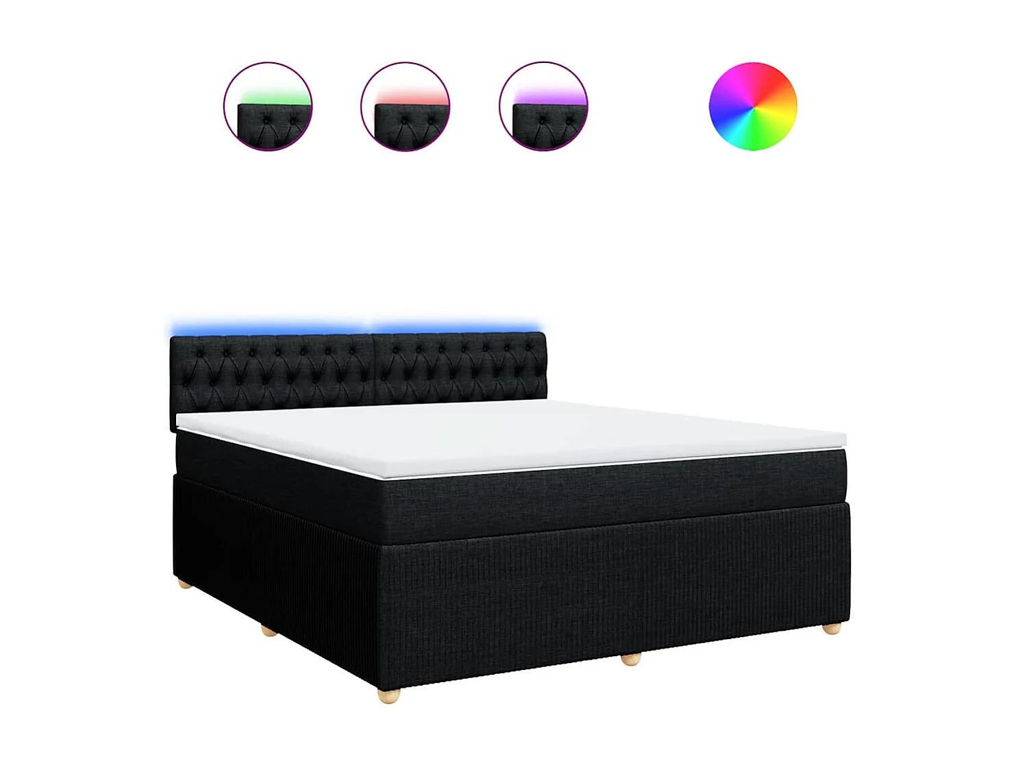 Boxspringbett mit Matratze Schwarz 180x200 cm Stoff