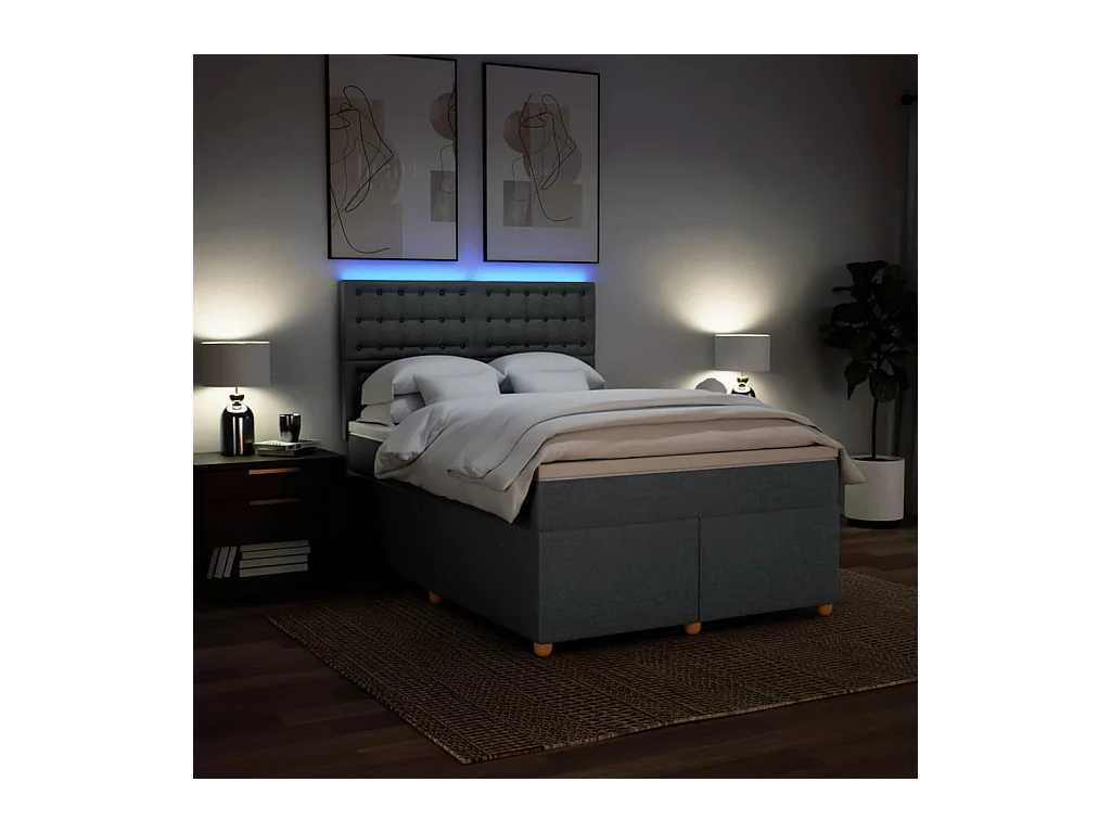 Boxspring met matras stof donkergrijs 160x200 cm