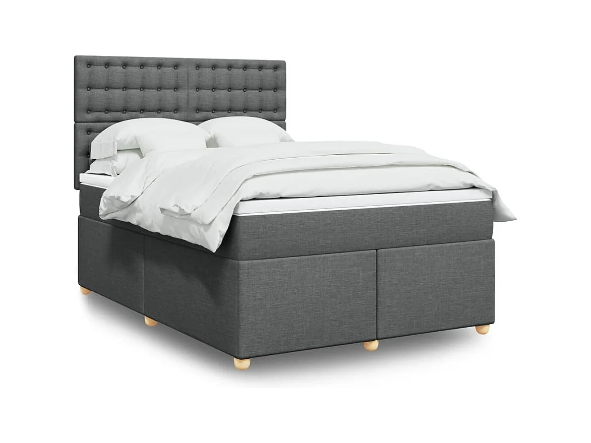 Sommier à lattes de lit avec matelas Gris foncé 160x200cm Tissu