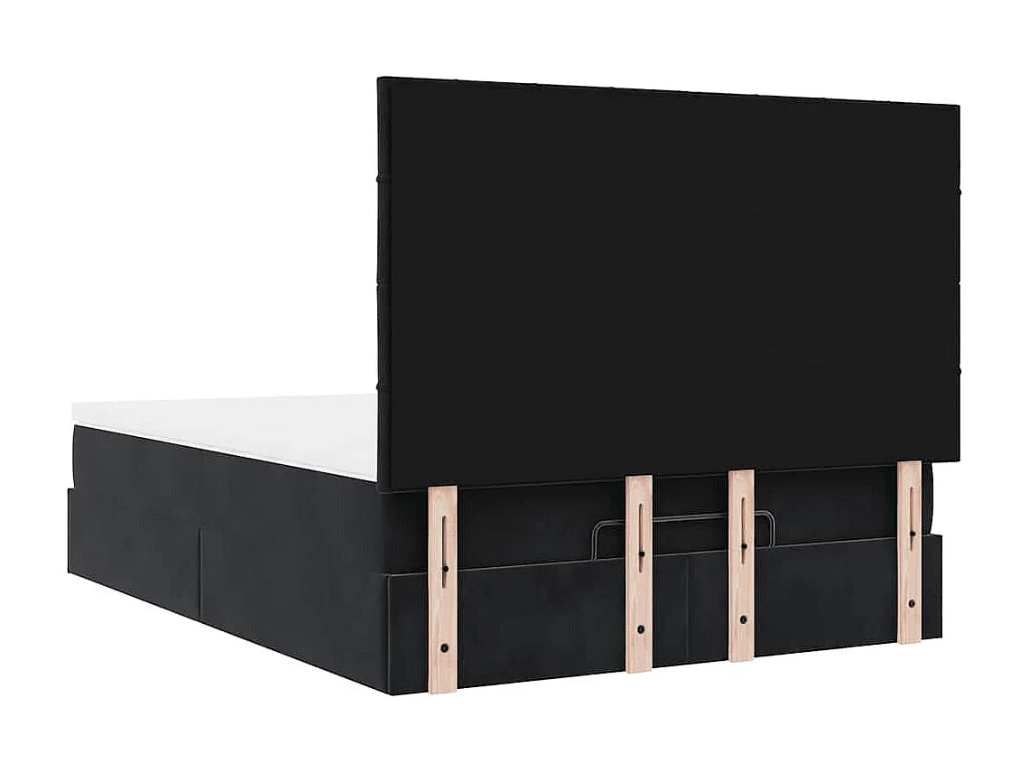 Ottoman-Bett mit Matratzen & LEDs Schwarz 140x190 cm Samt