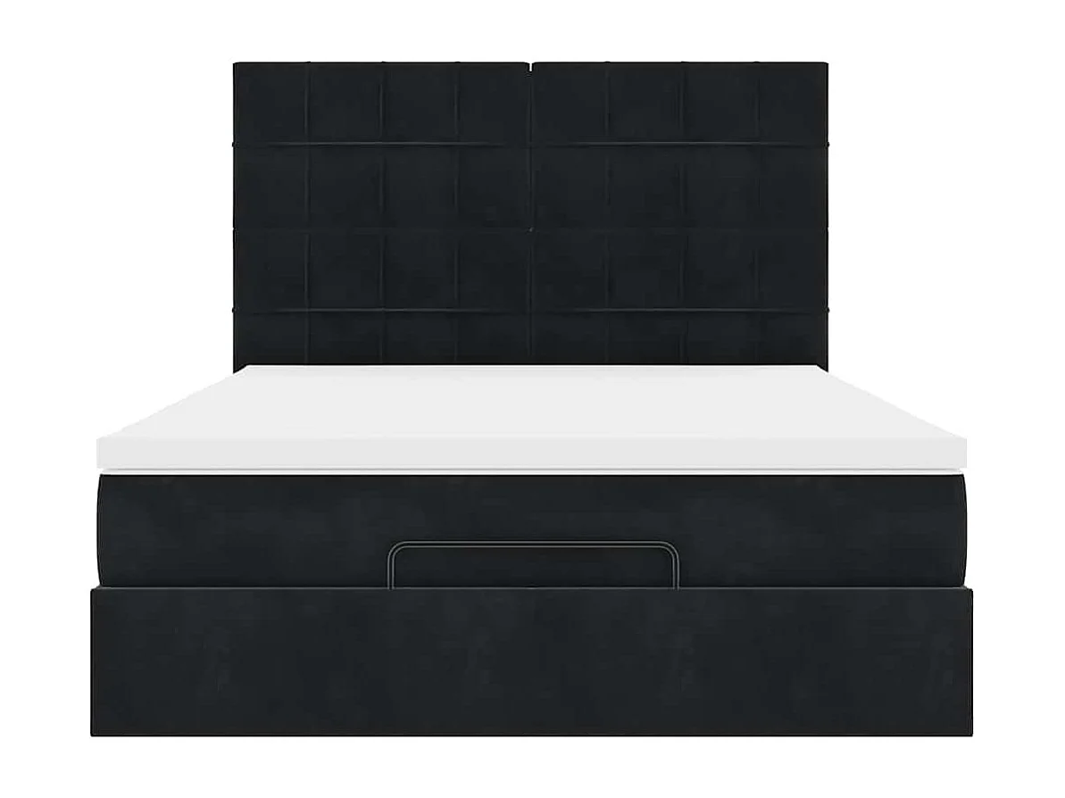 Ottoman-Bett mit Matratzen & LEDs Schwarz 140x190 cm Samt