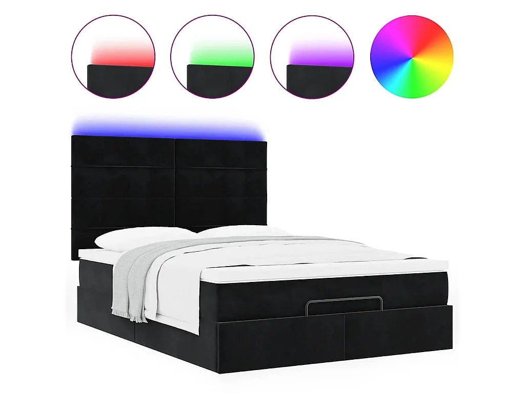 Ottoman bed met matrassen en LED's 140x190cm fluweel zwart