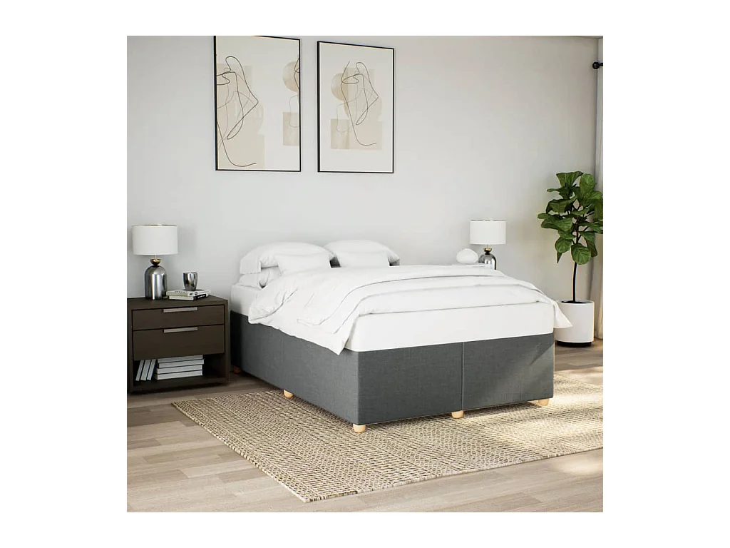 Cadre de lit sans matelas gris foncé 140x200 cm tissu