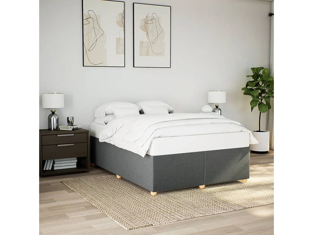 Bedframe zonder matras stof donkergrijs 140x200 cm