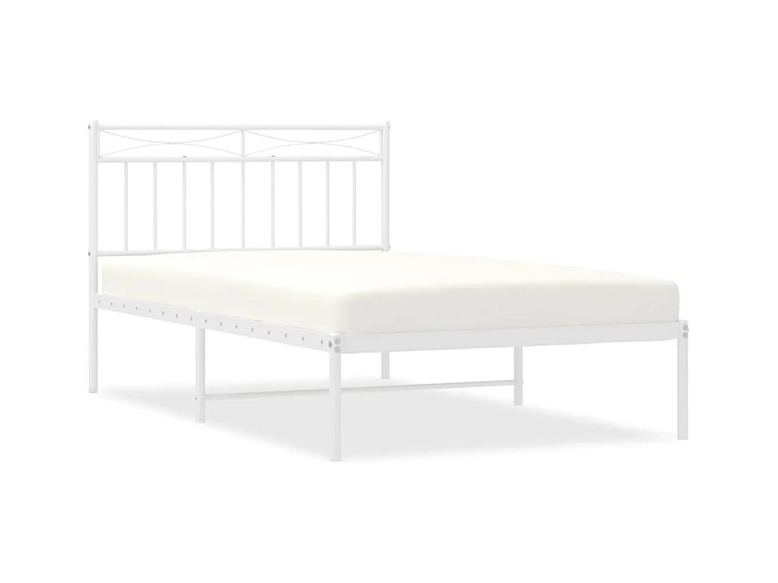 Estrutura de cama com cabeceira 100x200 cm metal branco